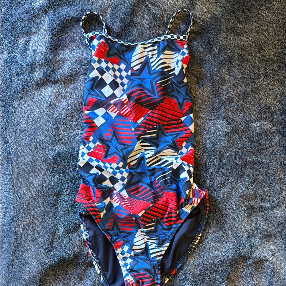 Speedo Dynamic Red and Blue One Piece Swimsuit